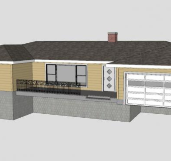 美国中世纪牧场式房屋SU模型下载_sketchup草图大师SKP模型