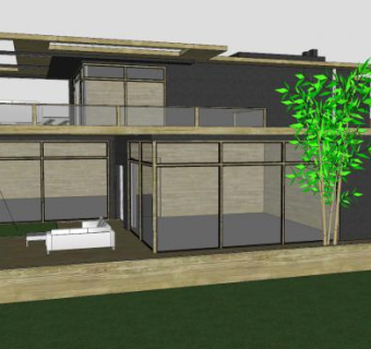 户外豪宅房子建筑SU模型下载_sketchup草图大师SKP模型