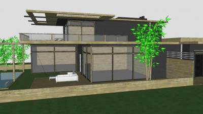户外豪宅房子建筑SU模型下载_sketchup草图大师SKP模型