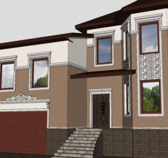 三维立面别墅装饰SU模型下载_sketchup草图大师SKP模型