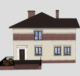 现代别墅立面装饰SU模型下载_sketchup草图大师SKP模型
