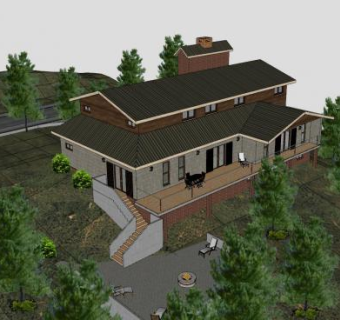 现代砖房别墅建筑SU模型下载_sketchup草图大师SKP模型