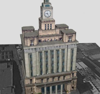 海关大楼外滩13号建筑SU模型下载_sketchup草图大师SKP模型
