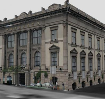 华俄道胜银行大楼建筑SU模型下载_sketchup草图大师SKP模型