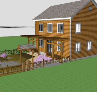 名家木屋装修房子SU模型下载_sketchup草图大师SKP模型