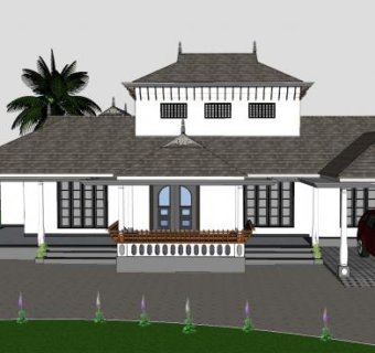 梦想建筑别墅SU模型下载_sketchup草图大师SKP模型