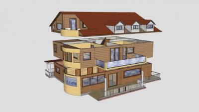 普通房子别墅建筑SU模型下载_sketchup草图大师SKP模型