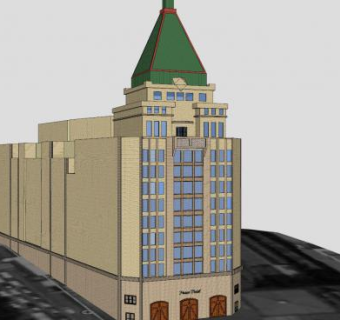 上海和平饭店建筑大楼SU模型下载_sketchup草图大师SKP模型