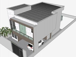全现代独栋住宅建筑SU模型下载_sketchup草图大师SKP模型