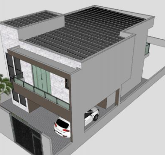 全现代独栋住宅建筑SU模型下载_sketchup草图大师SKP模型