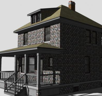 别墅老房子建筑SU模型下载_sketchup草图大师SKP模型