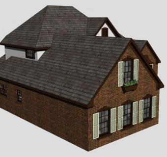 老式郊区房子建筑SU模型下载_sketchup草图大师SKP模型