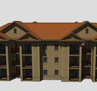 现代公寓综合体别墅建筑SU模型下载_sketchup草图大师SKP模型