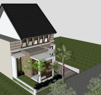 热带之家别墅建筑SU模型下载_sketchup草图大师SKP模型