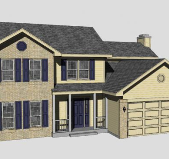 典型郊区别墅SU模型下载_sketchup草图大师SKP模型
