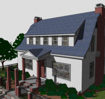 荷兰殖民房子别墅SU模型下载_sketchup草图大师SKP模型