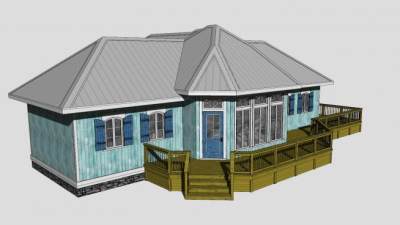 度假屋房子建筑SU模型下载_sketchup草图大师SKP模型