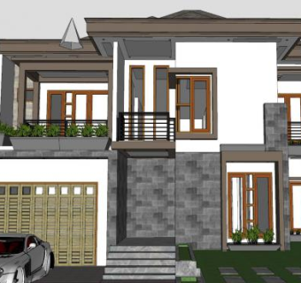 极简房子别墅建筑SU模型下载_sketchup草图大师SKP模型