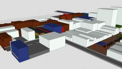 城市规划楼房简易建筑SU模型下载_sketchup草图大师SKP模型