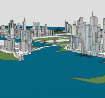 莫尚顿市城市综合体SU模型下载_sketchup草图大师SKP模型
