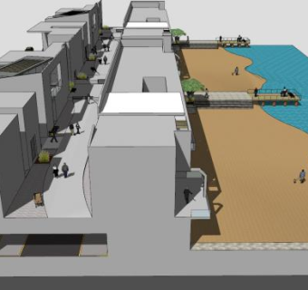 城市海边住宅规划建筑SU模型下载_sketchup草图大师SKP模型