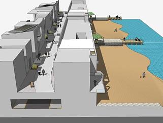 城市海边住宅规划建筑SU模型下载_sketchup草图大师SKP模型