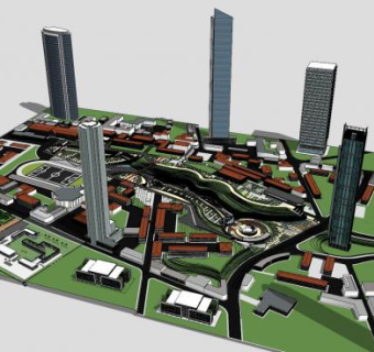 城市规划高楼建筑SU模型下载_sketchup草图大师SKP模型