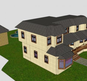 老房子建筑别墅SU模型下载_sketchup草图大师SKP模型