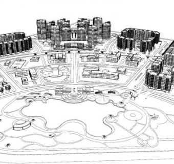 城市规划小区楼房建筑SU模型下载_sketchup草图大师SKP模型