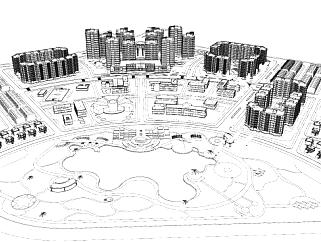 城市规划小区楼房建筑SU模型下载_sketchup草图大师SKP模型