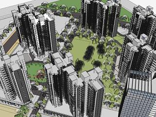 小区住宅<em>城市规划</em>SU模型下载_sketchup草图大师SKP模型