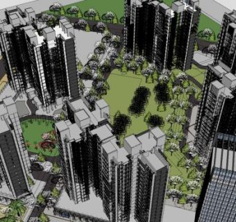 小区住宅城市规划SU模型下载_sketchup草图大师SKP模型