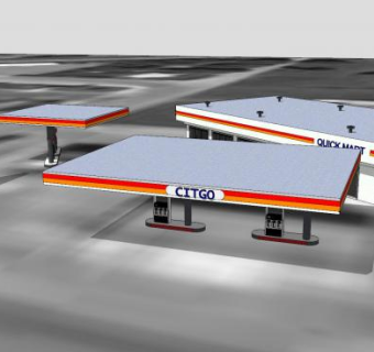 城市加油站便利店SU模型下载_sketchup草图大师SKP模型