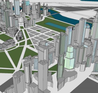 莫尚顿市城市海景建筑SU模型下载_sketchup草图大师SKP模型