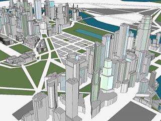 莫尚顿市城市海景建筑SU模型下载_sketchup草图大师SKP模型
