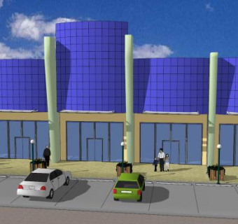 商业大楼和停车位建筑SU模型下载_sketchup草图大师SKP模型