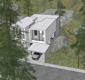 石屋建筑别墅SU模型下载_sketchup草图大师SKP模型