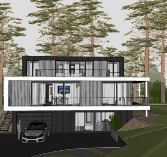 现代办公建筑公司SU模型下载_sketchup草图大师SKP模型