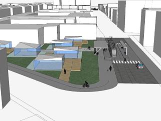 城市规划道路设计SU模型下载_sketchup草图大师SKP模型