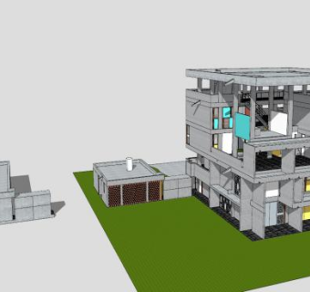 勒柯布西耶别墅建筑SU模型下载_sketchup草图大师SKP模型
