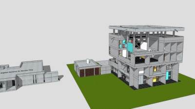 勒柯布西耶别墅建筑SU模型下载_sketchup草图大师SKP模型