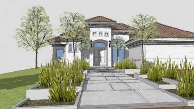 景观住宅别墅建筑SU模型下载_sketchup草图大师SKP模型