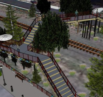 第四街行人天桥SU模型下载_sketchup草图大师SKP模型