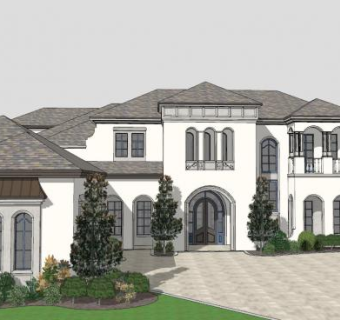 法国别墅建筑房子SU模型下载_sketchup草图大师SKP模型