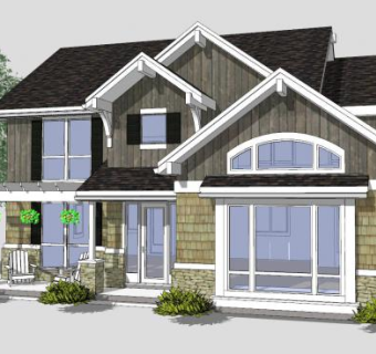 简欧别墅房子建筑SU模型下载_sketchup草图大师SKP模型