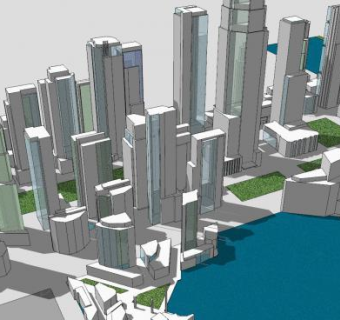 城市规划福斯特港SU模型下载_sketchup草图大师SKP模型