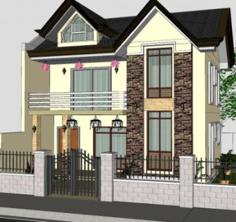 现代双层建筑房子SU模型下载_sketchup草图大师SKP模型