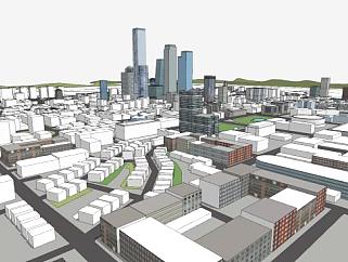 虚构城市街区设计SU模型下载_sketchup草图大师SKP模型