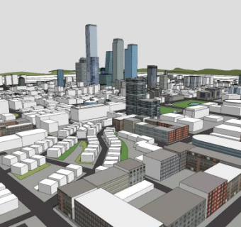 虚构城市街区设计SU模型下载_sketchup草图大师SKP模型