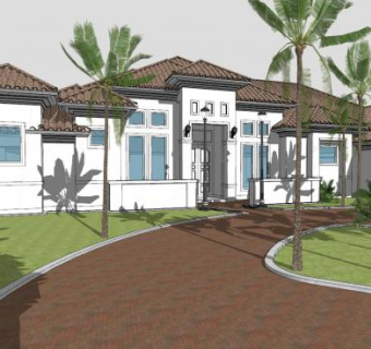 地中海房子建筑SU模型下载_sketchup草图大师SKP模型